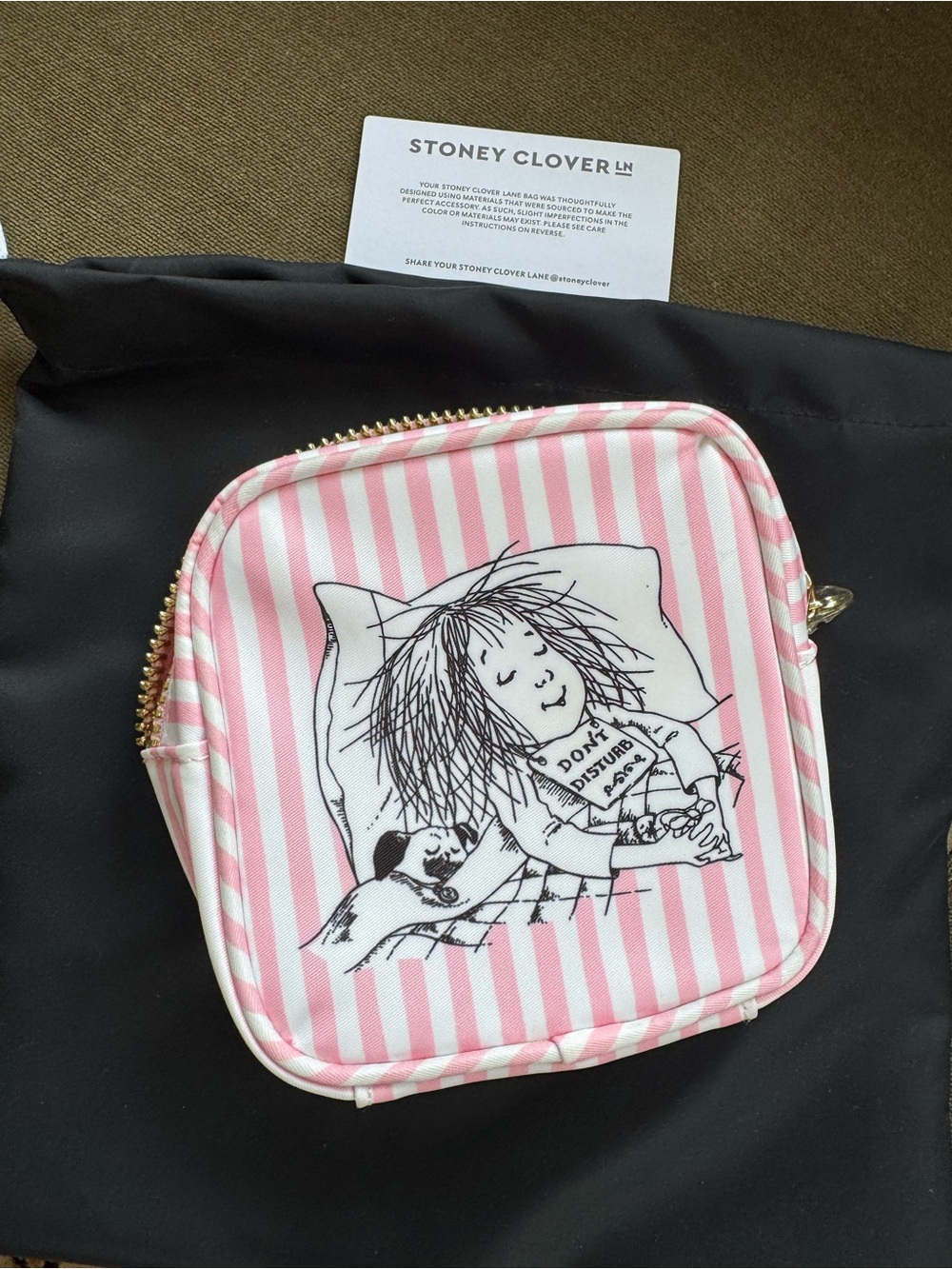 Stoney Clover Lane with Eloise at the Plaza Pink and White stripe Mini Pouch